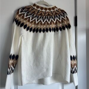 CeCe White Sweater with Brown and Black Pattern